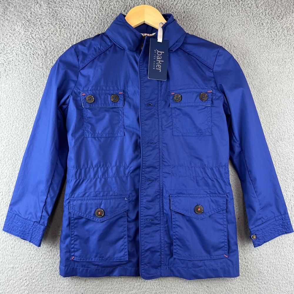 New‎ Baker by Ted Baker Boys Blue Field Jacket Utility Coat Royal Blue M/8